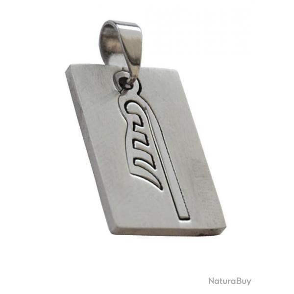 Pendentif inox Plume de la desse gyptienne Mat