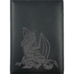 Porte-papiers en cuir noir « Dragon Squelette »