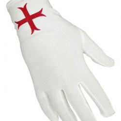 Gants templiers blancs avec croix pattée rouge XXL