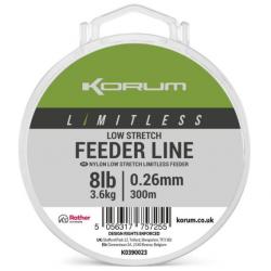 KORUM FIL DE PÊCHE LIMITLESS LOW STRETCH FEEDER LINE 300M KORUM 0,26mm 300m