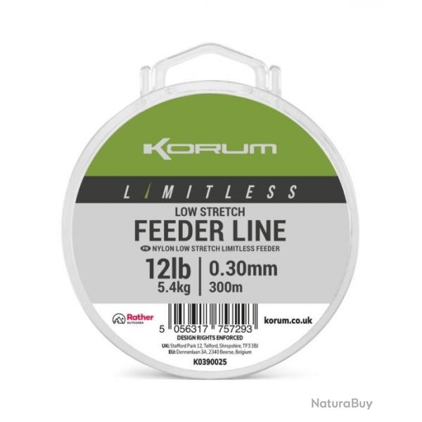 KORUM FIL DE PCHE LIMITLESS LOW STRETCH FEEDER LINE 300M KORUM 0,30mm 300m