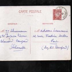 entier postal maréchal pétain 1f20 -1942 ,