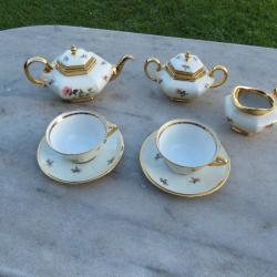 VINTAGE - Ancien service à café/ thé tête à tête porcelaine de Limoges - FRANCE (XXé)