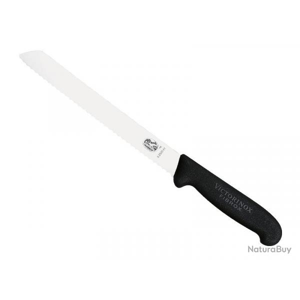 BEL2215 COUTEAU A PAIN VICTORINOX LAME A DENTS 21CM MANCHE FIBROX NOIR NEUF