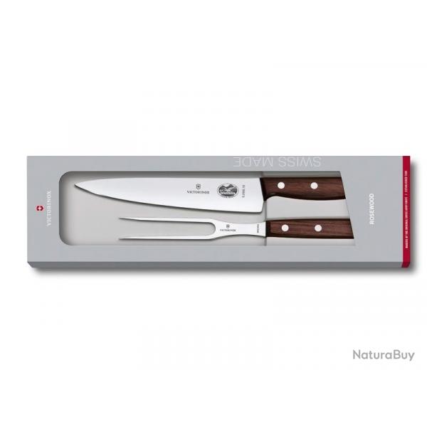 BEL2224 COFFRET SET A DECOUPER VICTORINOX 2 PIECES COUTEAU A DECOUPER 19CM +FOURCHETTE A VIANDE NEUF