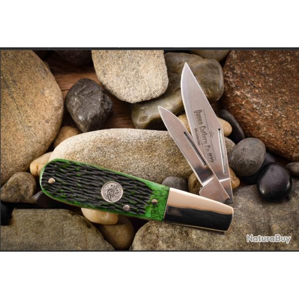 Couteau Queen Barlow 2 Lames Acier Inox Manche Os Vert Slipjoint USA QGPSB281