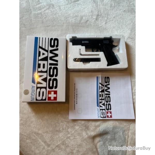 pistolet swiss arms colt P1911 sport match CO2 4.5mm semi auto 20 billes bbs