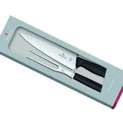 BEL2228 SET A DECOUPER VICTORINOX (couteau a découper+fourchette a découper) MANCHE FIBROX NOIR NEUF