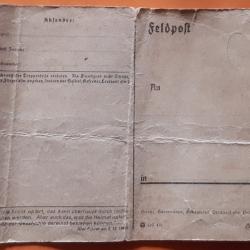 Militaria Lettre Feldpost WW2, vierge, allemande, 1940, avec inscriptions manuscrites au dos.