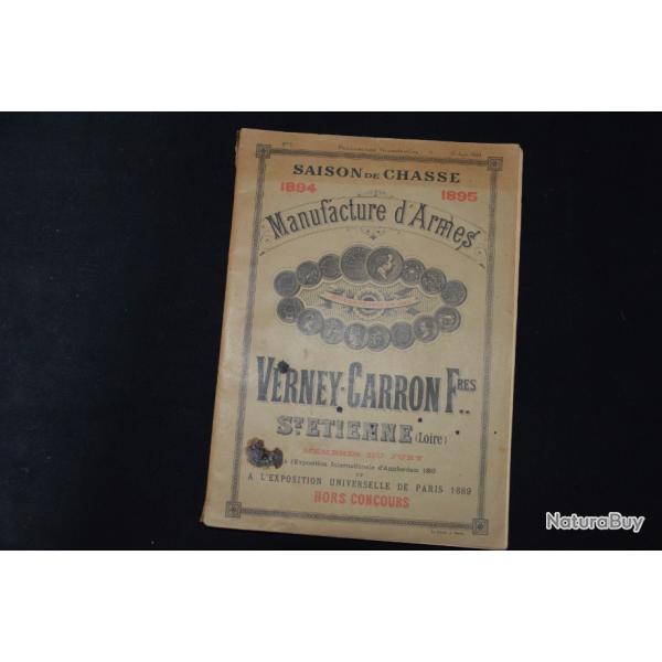 RARE CATALOGUE VERNEY CARRON 1894-1895-ARMES DE CHASSE-REVOLVERS-WINCHESTER-MUNITIONS-ACCESSOIRES