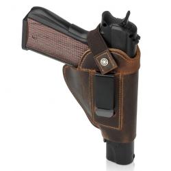 Holster de ceinture universel en cuir marron café - LIVRAISON GRATUITE