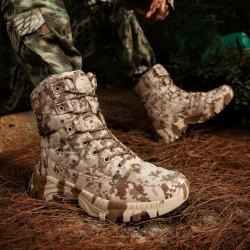 Bottes de randonnée imperméables hommes Camouflage Khaki - Chasse - Trekking - Robuste - Militaire