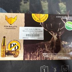 Balles Fox Bullets 308win sans plomb 10,7g 165gr