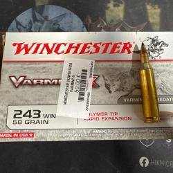 Lot de 2 boîtes de Balles Winchester 243win Varmint X 58gr