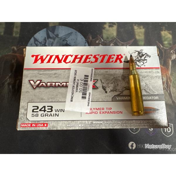 Lot de 2 botes de Balles Winchester 243win Varmint X 58gr