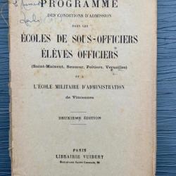 Fascicule de Programme d'Admission aux Écoles des Sous-Officiers et officier