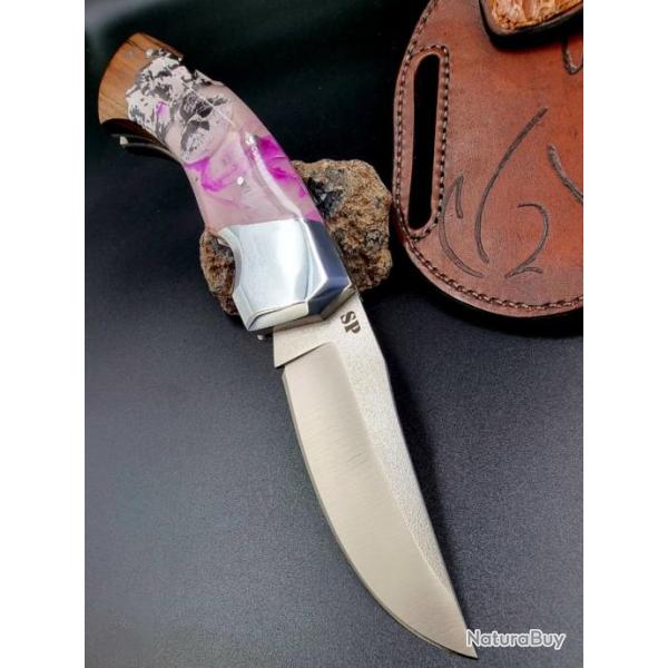 Couteau de poche Vanax Super Clean & 3D Skull Bushcraft (Lilas)