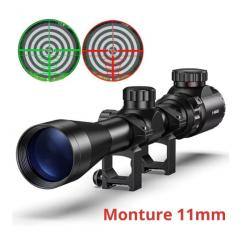 Lunette de visée 3-9x40 EG pour fusil de chasse - Monture 11mm - Réticule lumineux rouge/vert