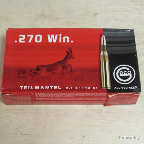 Balles de marque GECO Teilmantel, calibre 270 WIN, 9,1g / 140 gr