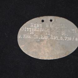 PLAQUE D'IDENTITE ALLEMANDE 3.Esk.ERs.ABT.5.719/8 - TRAIN-1914/1918- 1°WW