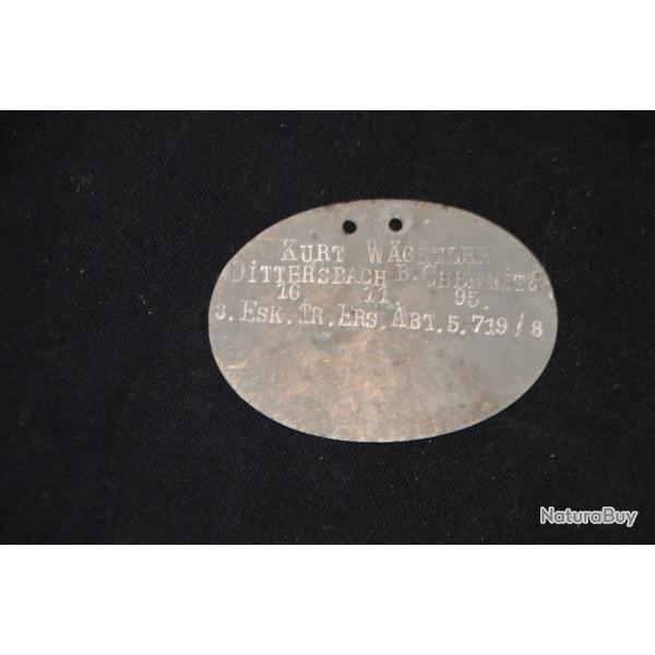 PLAQUE D'IDENTITE ALLEMANDE 3.Esk.ERs.ABT.5.719/8 - TRAIN-1914/1918- 1WW