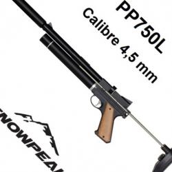 Pistolet PCP Snowpeak  PP750L. Régulateur et suppresseur intégrés. Calibre 4,5 mm 14 Joules.