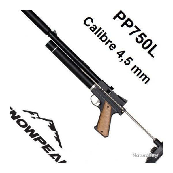 Pistolet PCP Snowpeak  PP750L. Rgulateur et suppresseur intgrs. Calibre 4,5 mm 14 Joules.