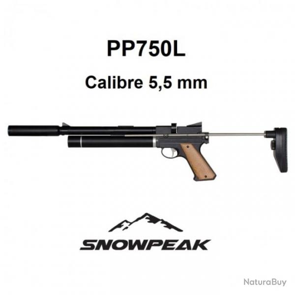 Pistolet PCP Snowpeak - Zasdar PP750L. Rgulateur et suppresseur intgrs. Calibre 5,5 mm 14 Joules.