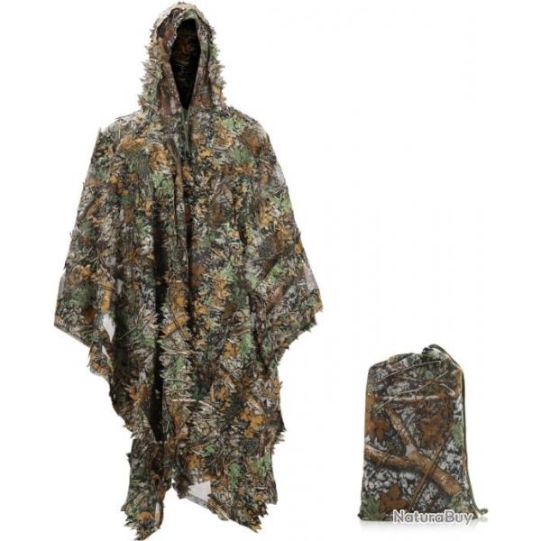 Ghillie Suit Camouflage 3D pour Photo Animalire Chasse Poncho Militaire Dguisement Photographie