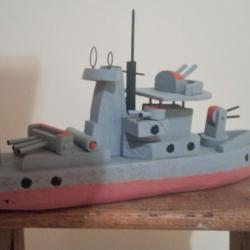 Bateau  enfant bois navire de guerre marine nationale  ww2 FOK ART INTACT COLLECTION