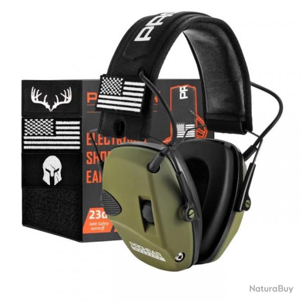 Casque de tir anti-bruit lectronique NRR 23db PROHEAR Protection Active Vert