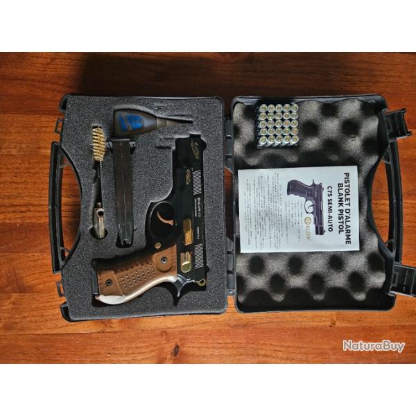 Pistolet Alarme 9mm PAK C75 BLACK GOLD "EL NINO" GRIP BOIS 18 COUPS BLOW