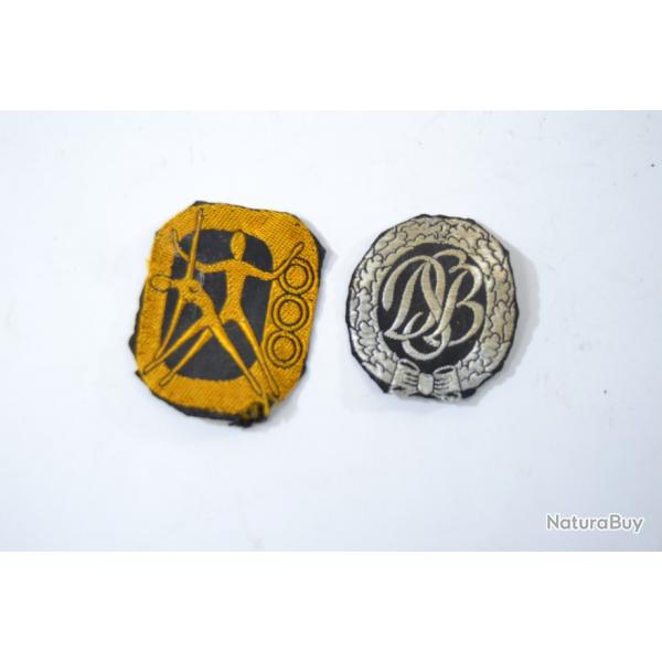 Lot de deux insignes / patchs Allemand annes 1940 - 1950. Sport / jeunesse