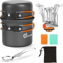 Multi-PCS Kit de Casseroles Camping Poêlé en Aluminium Durable et Compact Camping Ustensiles complet