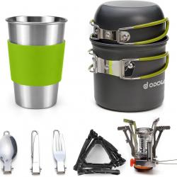 Kit de Casseroles Camping, 10PCS Ustensiles de Cuisine de Camping en Aluminium Durable, Camping