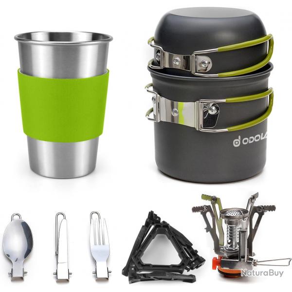 Kit de Casseroles Camping, 10PCS Ustensiles de Cuisine de Camping en Aluminium Durable, Camping