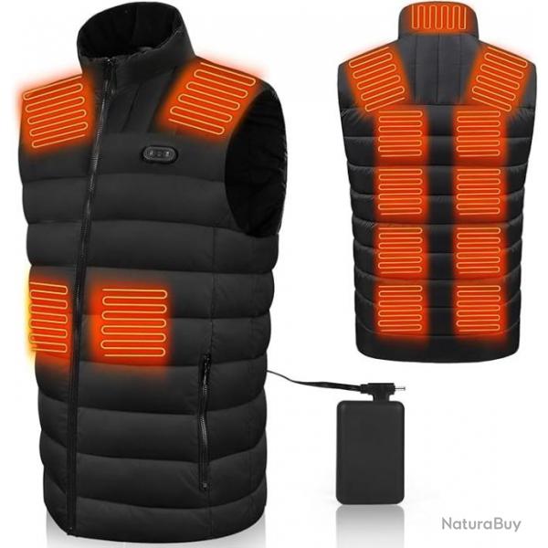 Gilet Chauffant pour Hommes et Femmes, 15 Zones, avec Batterie 20000 mAh, 3 Tempratures