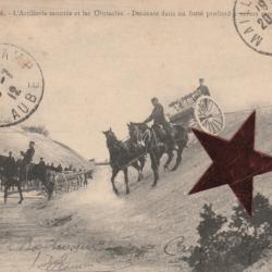 CPA  -L'Artillerie montée et les Obstacles - Descente dans un fossé profond N°692