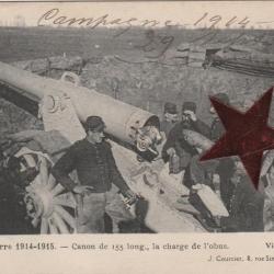 CPA  -La Guerre 1914/1915 - Canon de 155 long, la charge de l'Obus N°694