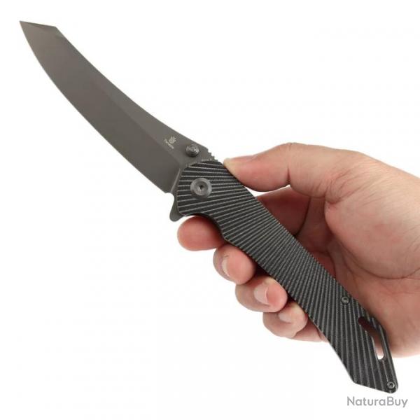 Couteau Tenable Colibri Tech Black & Green Manche G10 Lame Acier Nitro V Linerlock Clip T1060A2