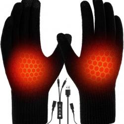 Gants Chauffants USB pour Hommes Femmes, Gants Chauffants électriques Double Face Gants Chauffants