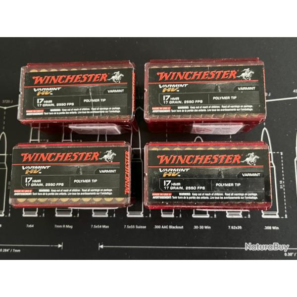 Winchester Varmint Hv - Calibre 17Hmr lot de 200 munitions