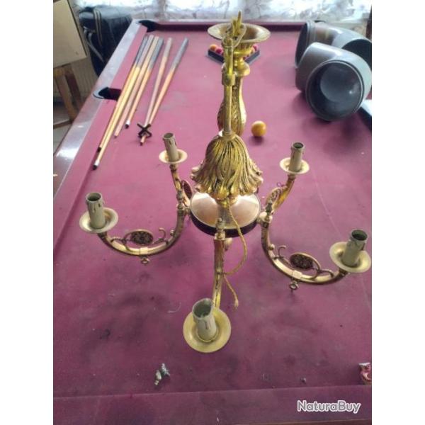 ancien lustre/chandelier 5 feux en bronze style louis xv sign MOD DEP