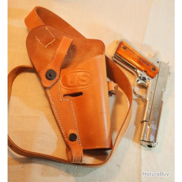 Belle reproduction qualit Holster US ARMY Colt 45 rglementaire poitrine cuir WWII ref EBR24CLT005