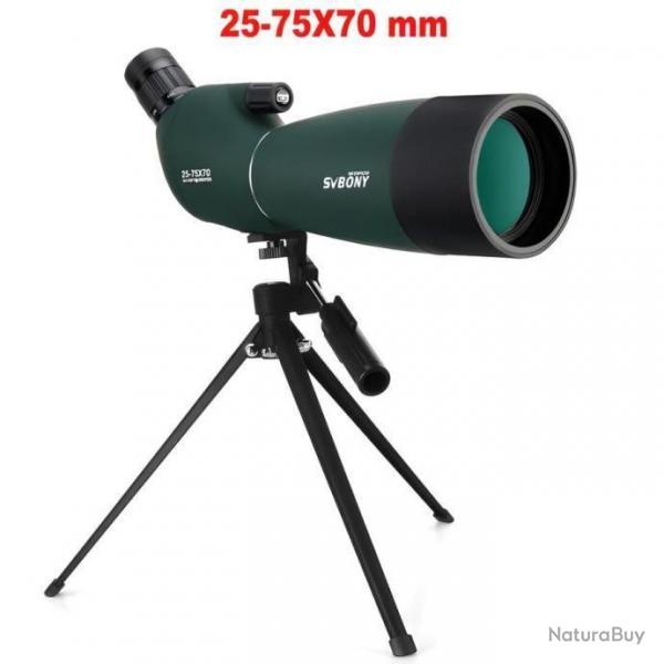 Longue Vue SV28 25-75x70 +Trpied Zoom Prisme BK4 Tlescope Etanche Chasse Outdoor