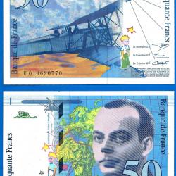 France 50 Francs 1994 Billet Saint Exupery Avion Bi Plan Petit Prince