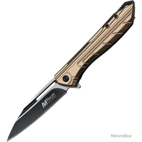 Couteau MTECH USA Linerlock A/O Tan Lame Acier Inox Manche Aluminium MTA1204TN