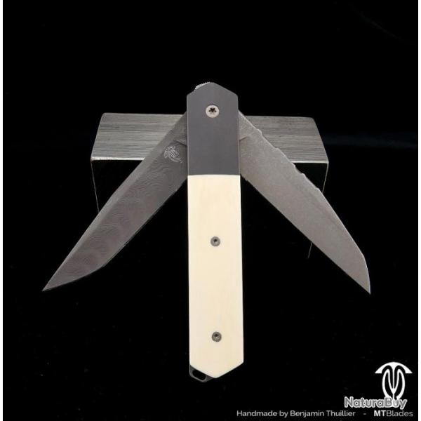 Couteau pliant MTBlades double lames - Linerlock - fait-main par B. Thuillier - Pice unique EXCLU!