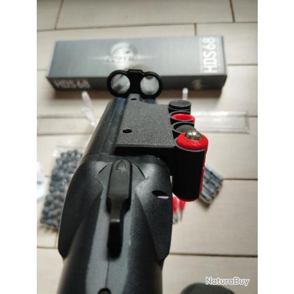 Pack  Fusil T4E HDS 68 de dfense + balle caoutchouc + laser vert + lampe + flechettes calibre .68