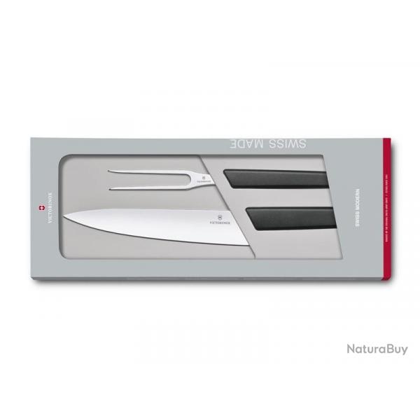 BEL2237 COFFRET A DECOUPER 2 PIECES VICTORINOX (couteau chef + fourchette a decouper) NEUF